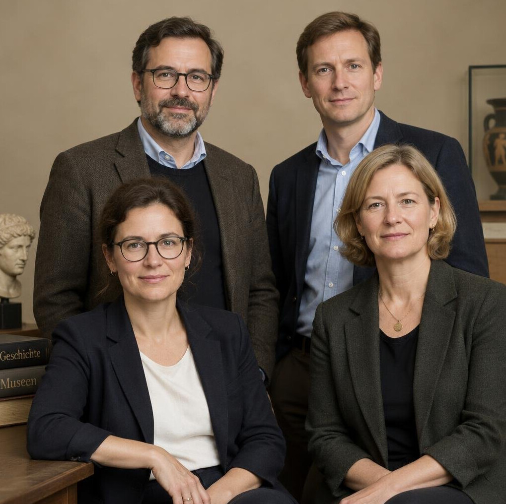 Group of four historians and curators standing together