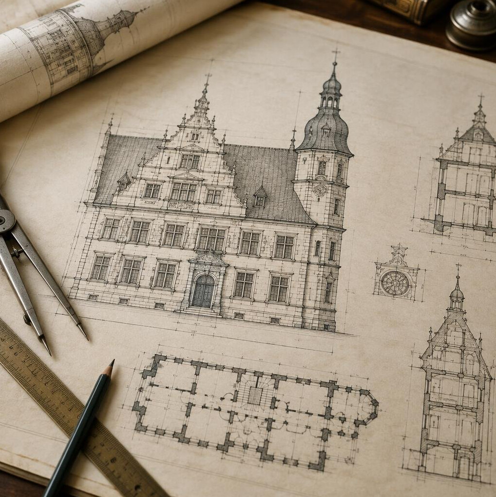 Architectural blueprint and technical drawing