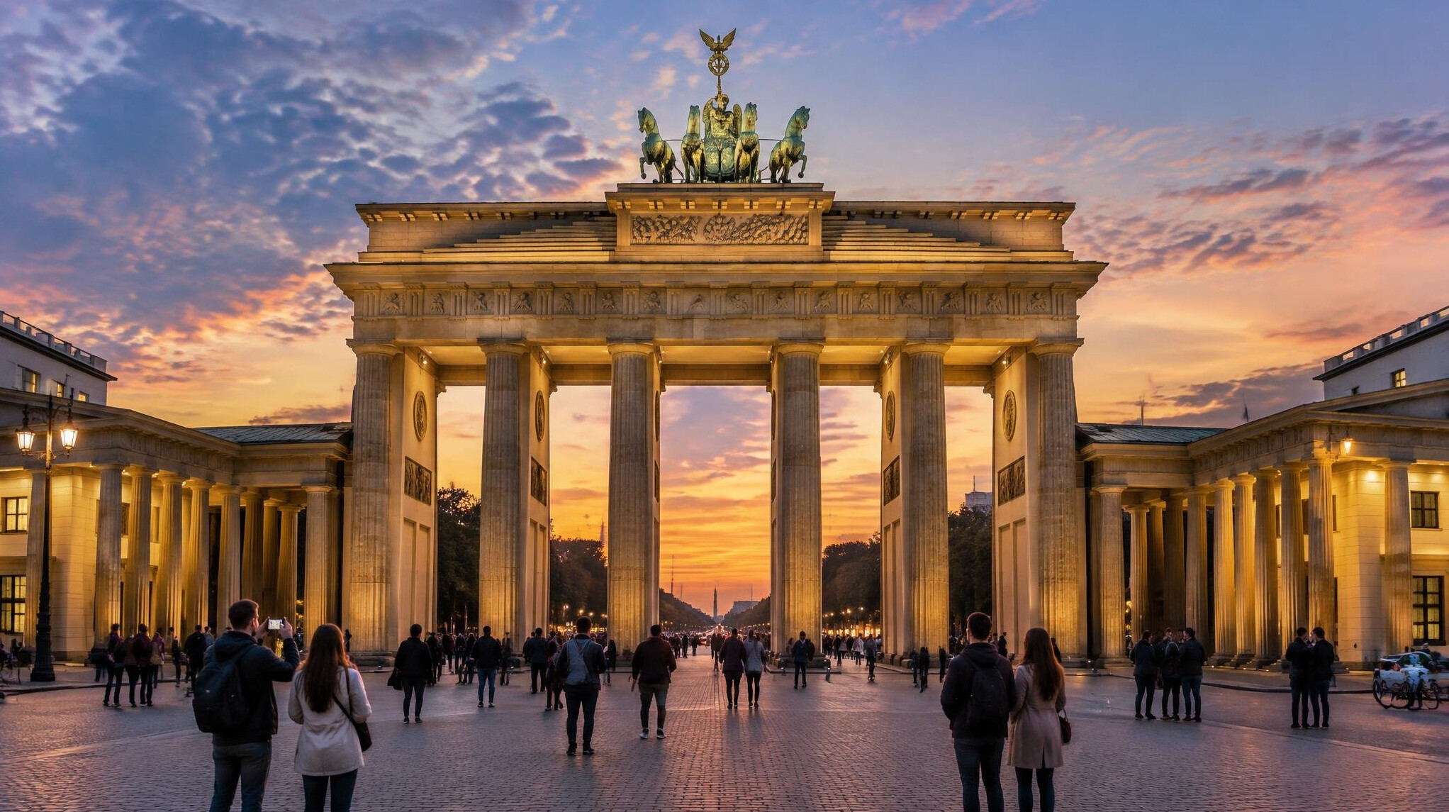 brandenburg gate at dusk
