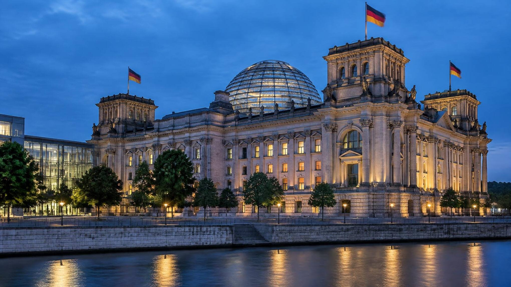 Reichstag building with glass dome in Berlin